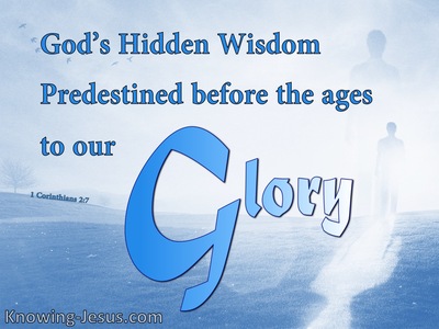 1 Corinthians 2:7 We Speak God's Wisdom In A Mystery (blue)